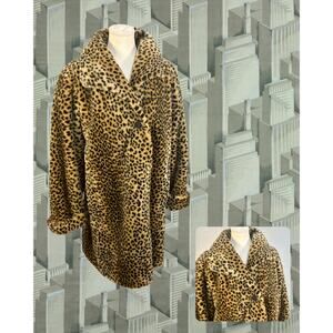 Vintage 80s Olympia Faux Leopard Skin Oversized Full-Length Size S